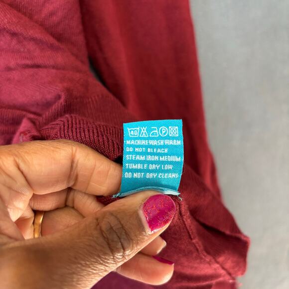 Cielo Burgundy Button Front Cardigan Sweater Plus Size 1XL Minimalist Cottage - Picture 6 of 9